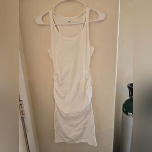 White Ruched Racerback Mini Dress | Missufe | XS